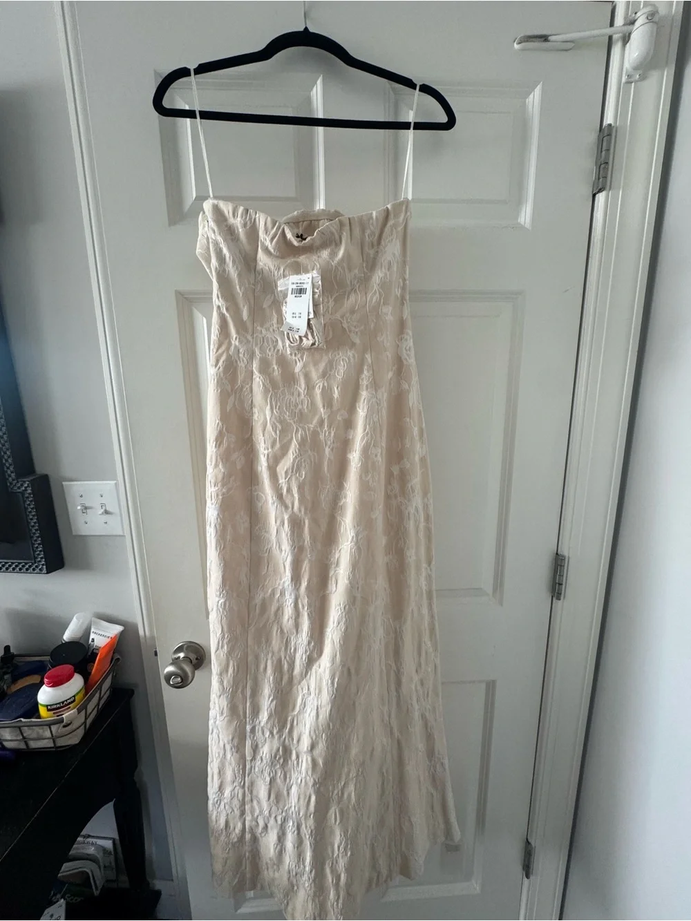 Abercrombie & Fitch Cream Lace Midi Dress with Spaghetti Straps